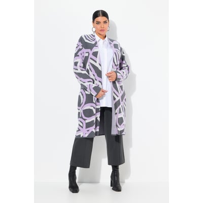Cardigan long à col montant ouvert et motif ULLA POPKEN