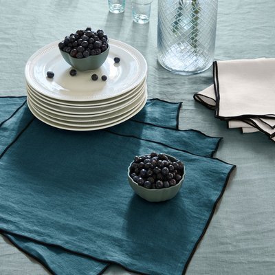 set de table en 100% lin lavé légèrement froissé CARLINA MADURA