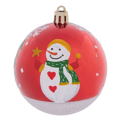 Lot de 6 boules de Noël en plastique rouge et blanc D. 70 mm FEERIC LIGHTS & CHRISTMAS