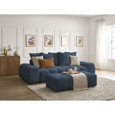 Canapé droit fixe 3 places en tissu chiné avec pouf, EVEREST BOBOCHIC