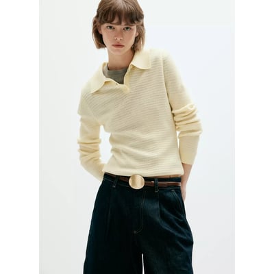 Pull col polo maille texturée MANGO