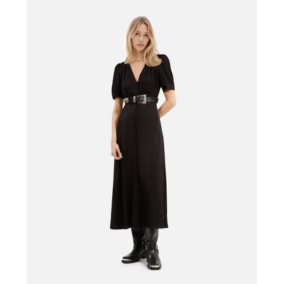 V-hals midi-jurk met korte mouwen en jacquardstippen THE KOOPLES