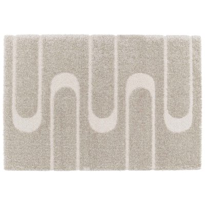 Tapis shaggy rectangulaire en polyester recyclé motif géométrique à poils longs, ZIGGY OVIALA
