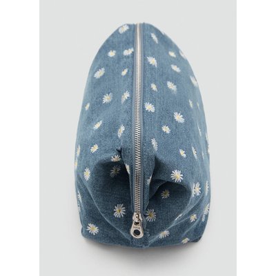 Trousse de toilette denim broderie de fleurs MANGO