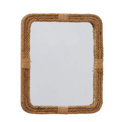 Miroir rectangulaire en bois et corde en jute 25x31x2.2cm WADIGA