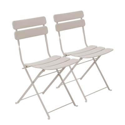 Lot de 2 chaises de jardin pliantes en acier, ANNECY OVIALA
