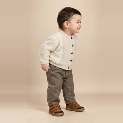 Cardigan bi-matière en sherpa et tricot uni BOUT'CHOU