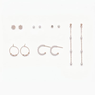 Set 6 paires de boucles d'oreilles à perles BALABOOSTE