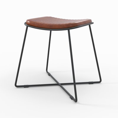 Tabouret en cuir et pieds en métal (à l'unité) - GERMAIN RENDEZ-VOUS DÉCO