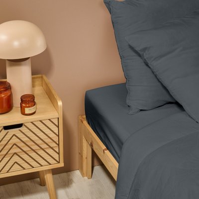 Drap housse uni PERCALE DE COTON BLEU CALIN