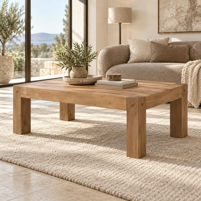 Table basse rectangulaire chêne massif naturel finition huilée 120x70cm FJORD PIER IMPORT