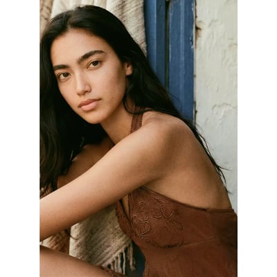 Robe courte halter brodée MANGO TEEN