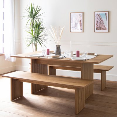 Ensemble table et 2 bancs style scandinave, ALMA HAPPY GARDEN