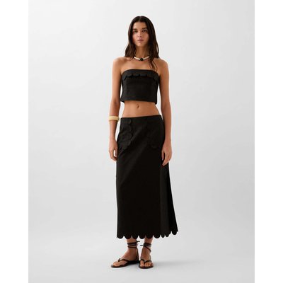 Jupe midi en lin unie SCALPERS