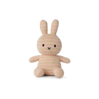 Peluche lapin Miffy en coton bio rose et rayures dorées 23 cm BON TON TOYS