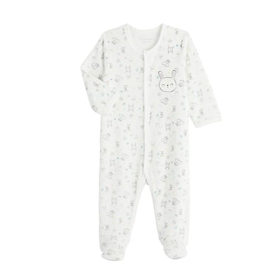 Petit Béguin - Pyjama Bébé Velours Zippé Miss Chatchatchat Rose Et Écru