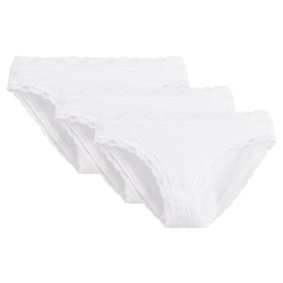 Lot de 3 slips en coton et dentelle LA REDOUTE COLLECTIONS