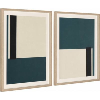 Tableau abstrait fait main encadré (lot de 2) RECOLLECTION