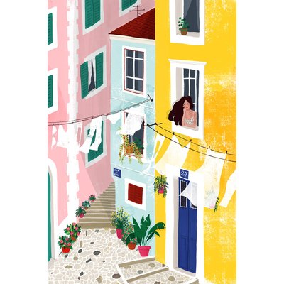 Tableau art linges aux fenetres dans le sud HEXOA
