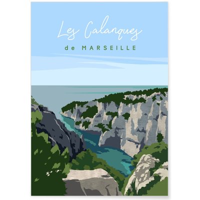 Affiche Les Calanques de Marseille L'AFFICHERIE