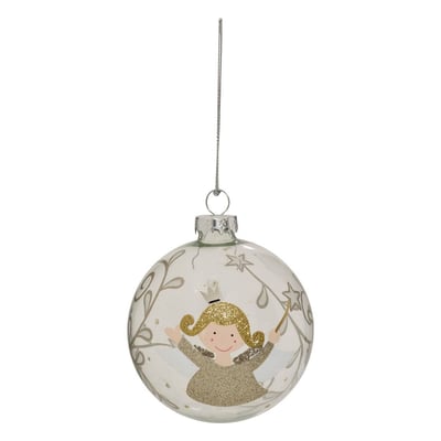 Boule de Noël en verre fée pailletée or D. 80 mm FEERIC LIGHTS & CHRISTMAS