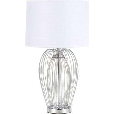 Lampe de table design métal argenté abat jour tissu élégant RECOLLECTION