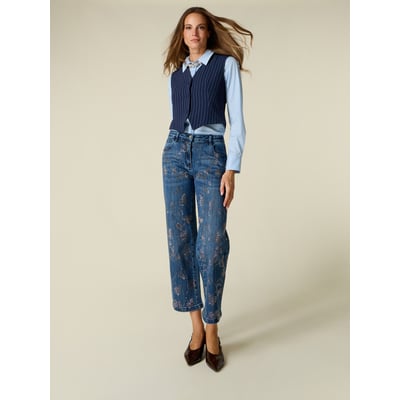 Jean cropped avec application de cristaux OLTRE
