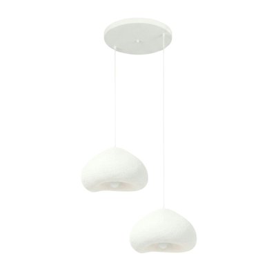 Suspension salon blanche design organique 2 abat-jour NOXIS PIER IMPORT