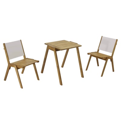 Table de jardin en bois d'eucalyptus FSC et 2 chaises, UZES OVIALA