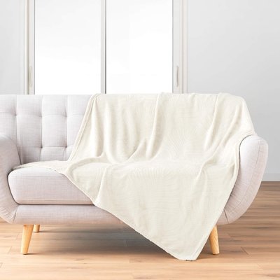 Plaid flanelle relief unie Nelia DOUCEUR D'INTÉRIEUR