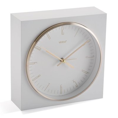 Horloge réveil de table blanc et doré 16.5x6.5x16.5cm VERSA