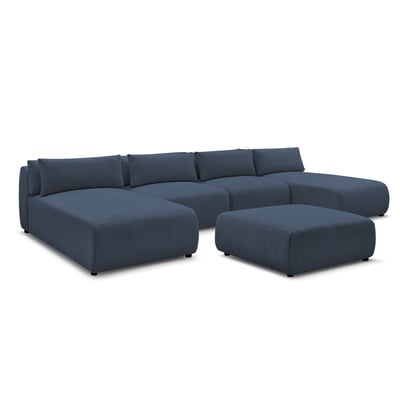 Canapé modulable 5 places en tissu chiné, JANA BOBOCHIC