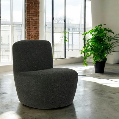 Fauteuil arrondi tissu bouclettes anthracite MALMOE PIER IMPORT