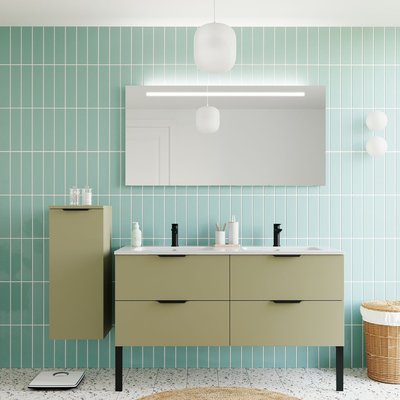 Ensemble double vasque 4 tiroirs + miroir - SOHO HOMIFAB