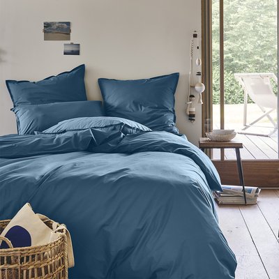 Parure de lit Housse de couette + 2 taies rectangles en percale de coton, Made in France, BASQUE A DEMAIN