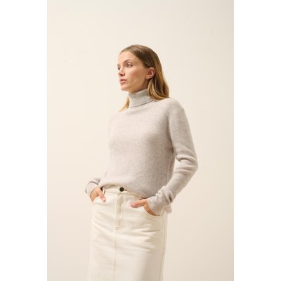 Pull Col Roulé Glacier Chiné Lanais JUST CASHMERE