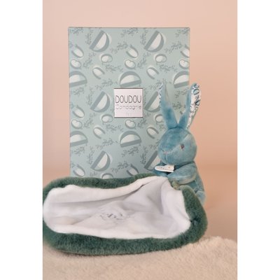 Doudou lapin mouchoir 10 cm Vert sauge DOUDOU ET COMPAGNIE