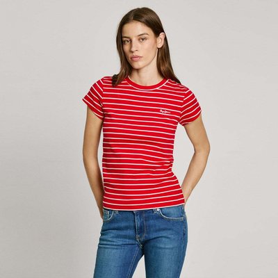 T-Shirt Côtelé À Rayures PEPE JEANS
