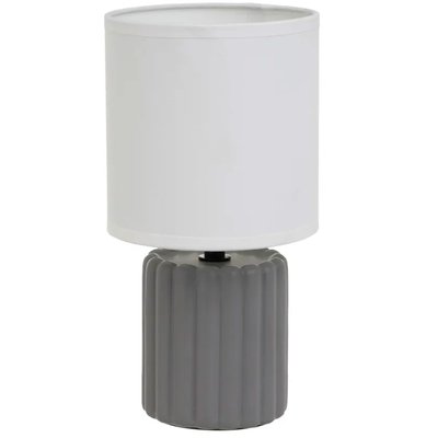 Lampe à poser céramique gris et abat-jour blanc 13x13x24cm WADIGA