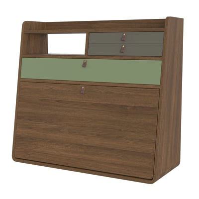 Bureau secrétaire mural en chêne teinté 80 cm, GASTON HARTO