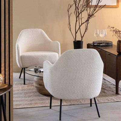 Fauteuil confort en tissu bouclette blanc  KANOA MADE IN MEUBLES 