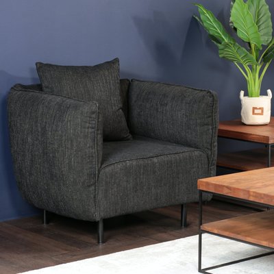 Fauteuil tissu noir design contemporain TURIN PIER IMPORT