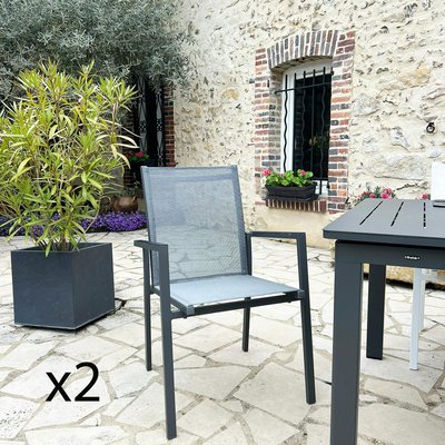Fauteuil de jardin gris anthracite en aluminium (lot de 2) OSLO PIER IMPORT