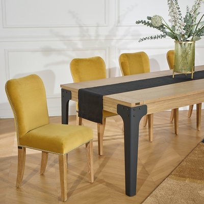 Lot de 2 chaises en chêne et velours clouté HUNTER ROBIN DES BOIS