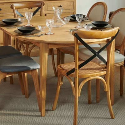 Chaises en bois massif et métal assise rotin (lot de 2) - BISTROT HELLIN, DEPUIS 1862