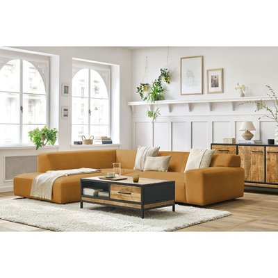 Canapé d'angle fixe 4 places en velours, LAVENA BOBOCHIC