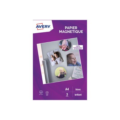 Papier créatif 3 Papiers magnétiques brillants A4 AVERY