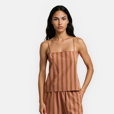 Top rayé à fines bretelles en coton LA REDOUTE COLLECTIONS
