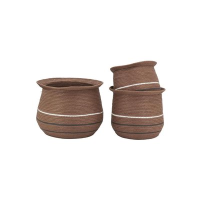 Cache-pots en jonc marron (lot de 3) AUBRY GASPARD