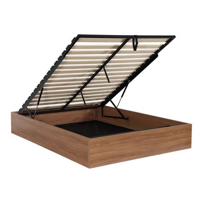 Lit coffre sommier à lattes 140x190cm décor bois  LIFT SWEEEK